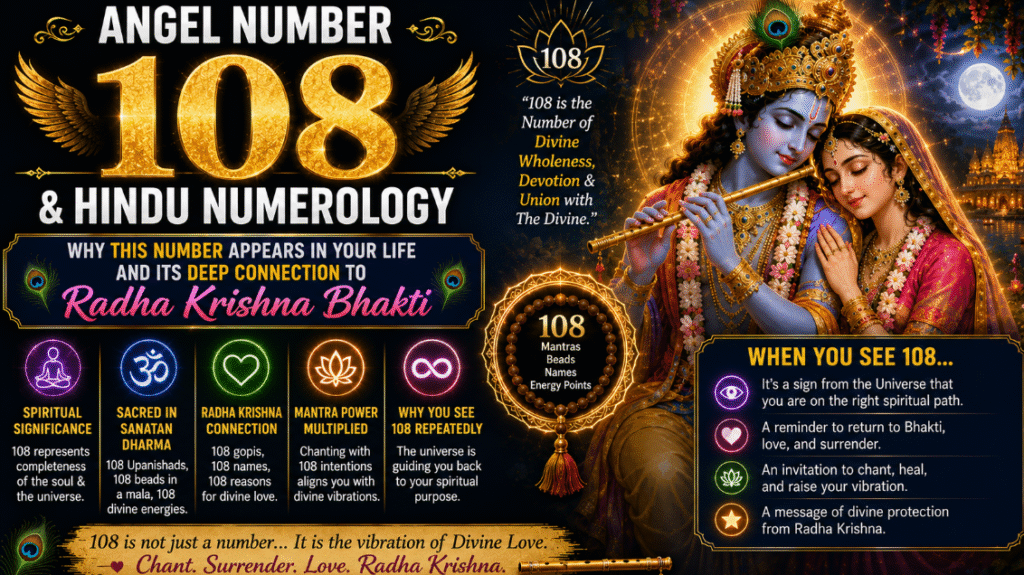 Angel Number 108 & Hindu Numerology Why This Number Appears in Your Life and Its Deep Connection to Radha Krishna Bhakti